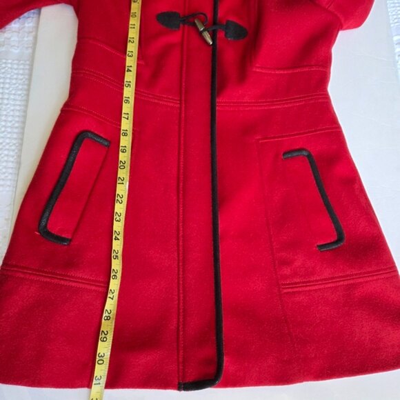 Women's Guess Red Toggle Wool Blend Duffle Coat - Picture 12 of 15